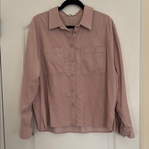 Madewell Pink Courdoroy Button-Up Shirt